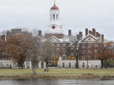 A tower with a red roof on the Charles River.