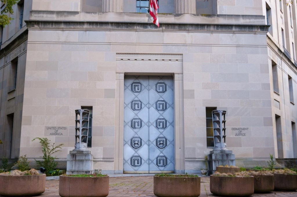 The front of a courthouse