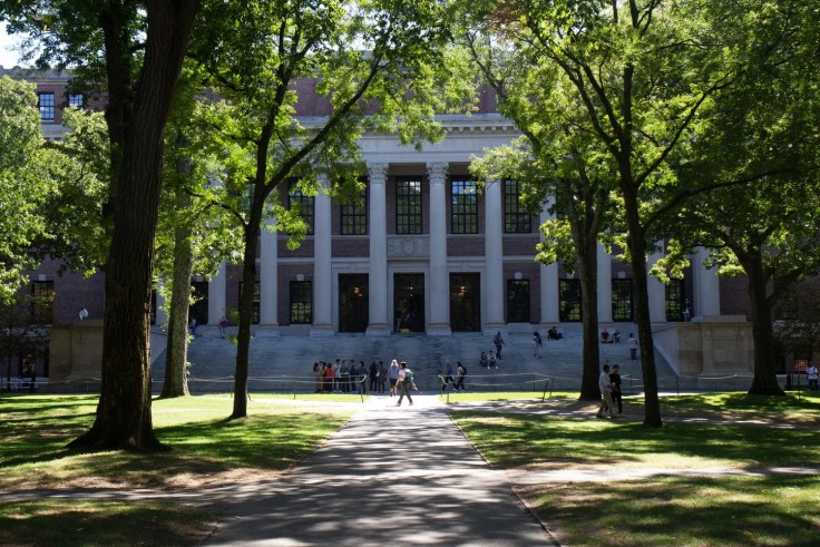 People walking through Harvard Yard