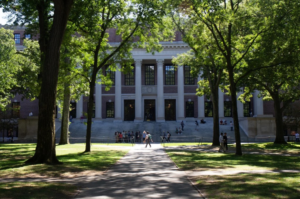 People walking through Harvard Yard