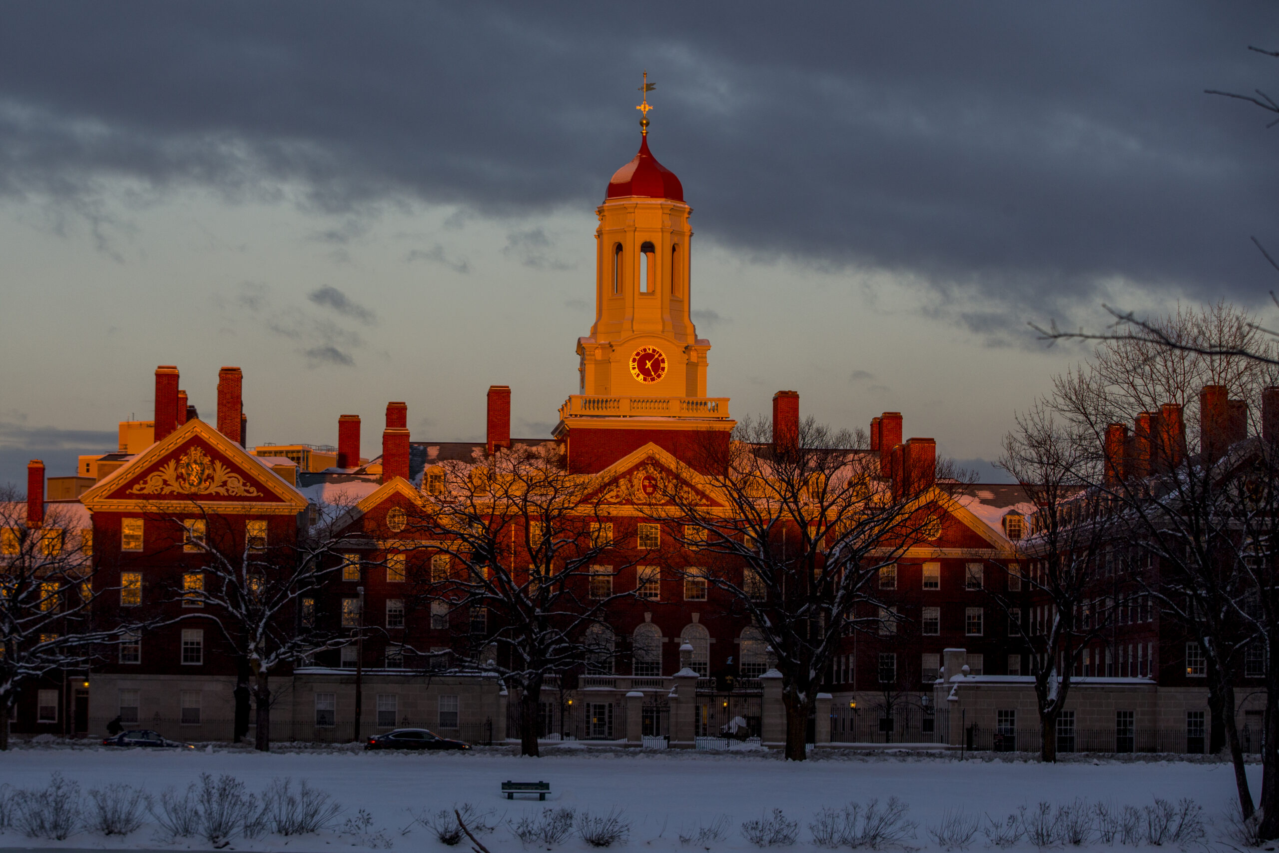 the campus with a sunset