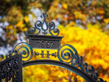 A Harvard gate with an H made of iron