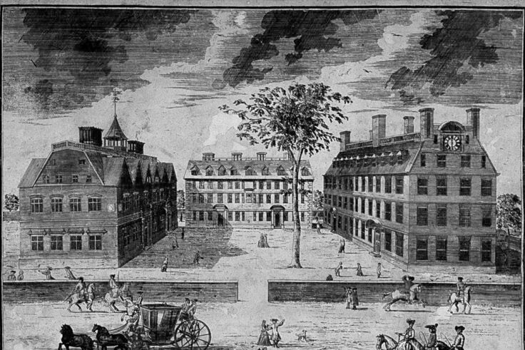 historic image of Harvard yard.