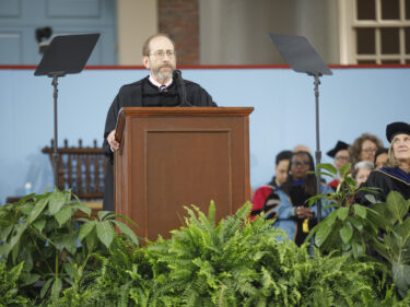 Alan Garber at the podium on Commencement day