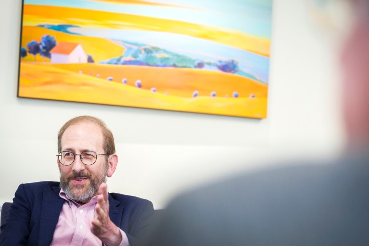 Harvard President Alan Garber talking