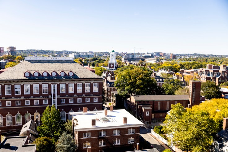 Aerial shot of Harvard campus.