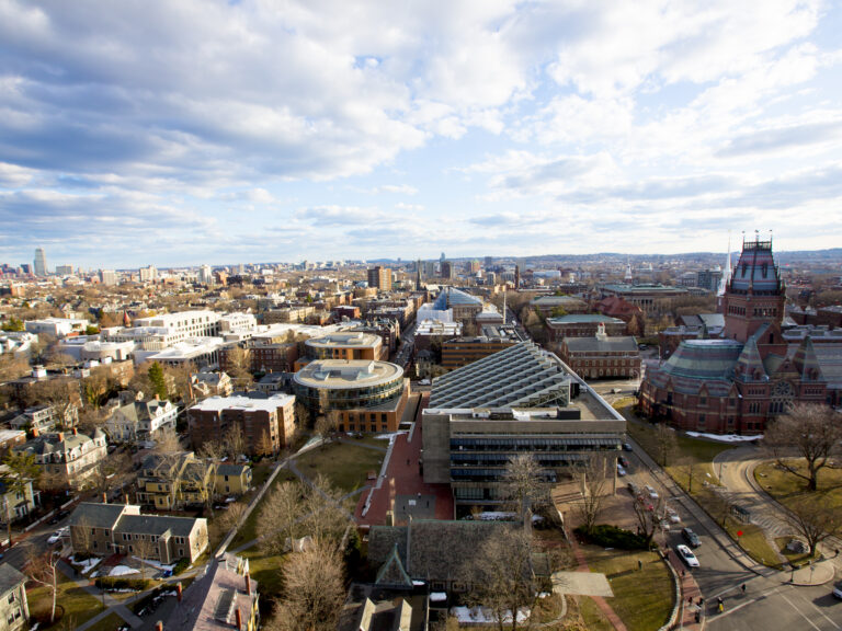 An aerial view of campus.