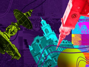 An abstract illustration of state buildings