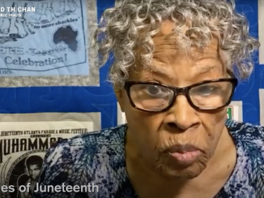 Ms. Opal Lee on a Zoom call