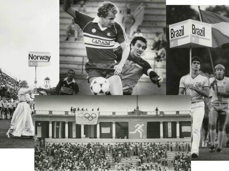 A collage of photos from when Harvard hosted and Olympics event