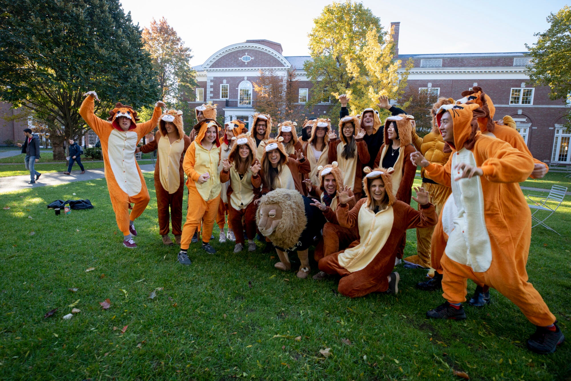 A group of students dressed as lions