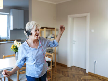 An older woman dancing