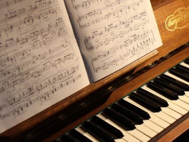 A piano and sheet music