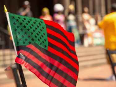 A red, black, and green American flag