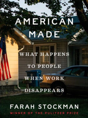 An image of a book cover with the text "American Made" on it with a house and American flag behind it