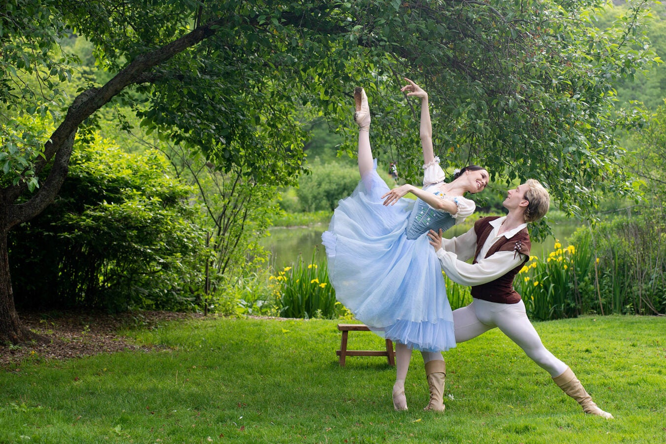 Two people doing ballet outside