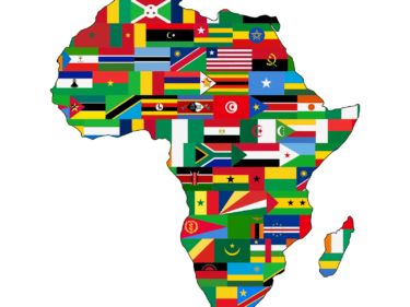 All the flags of Africa in the shape of Africa