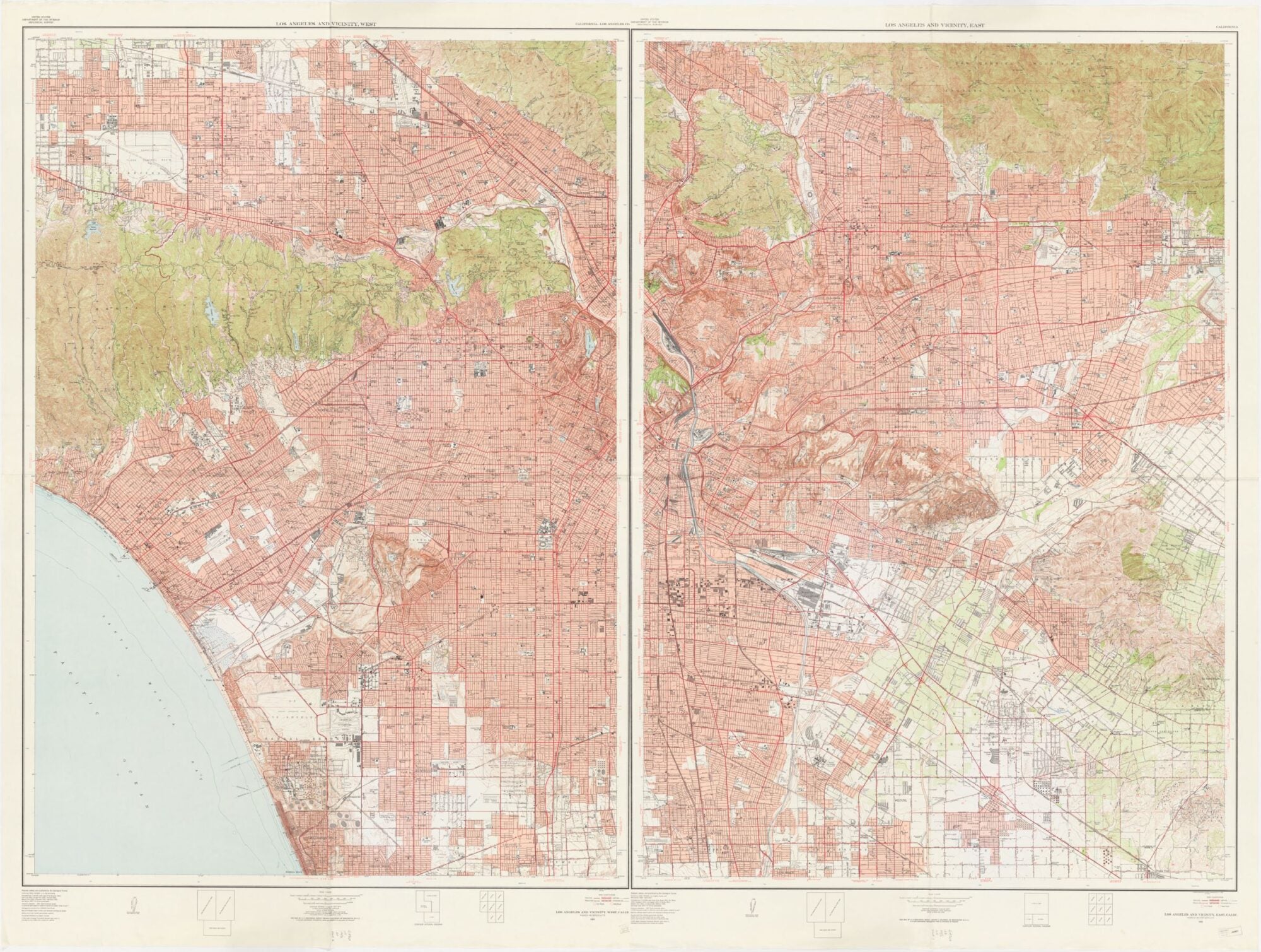 An old map of Los Angeles