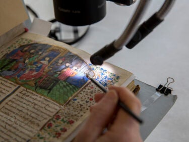 Conservation work on a book