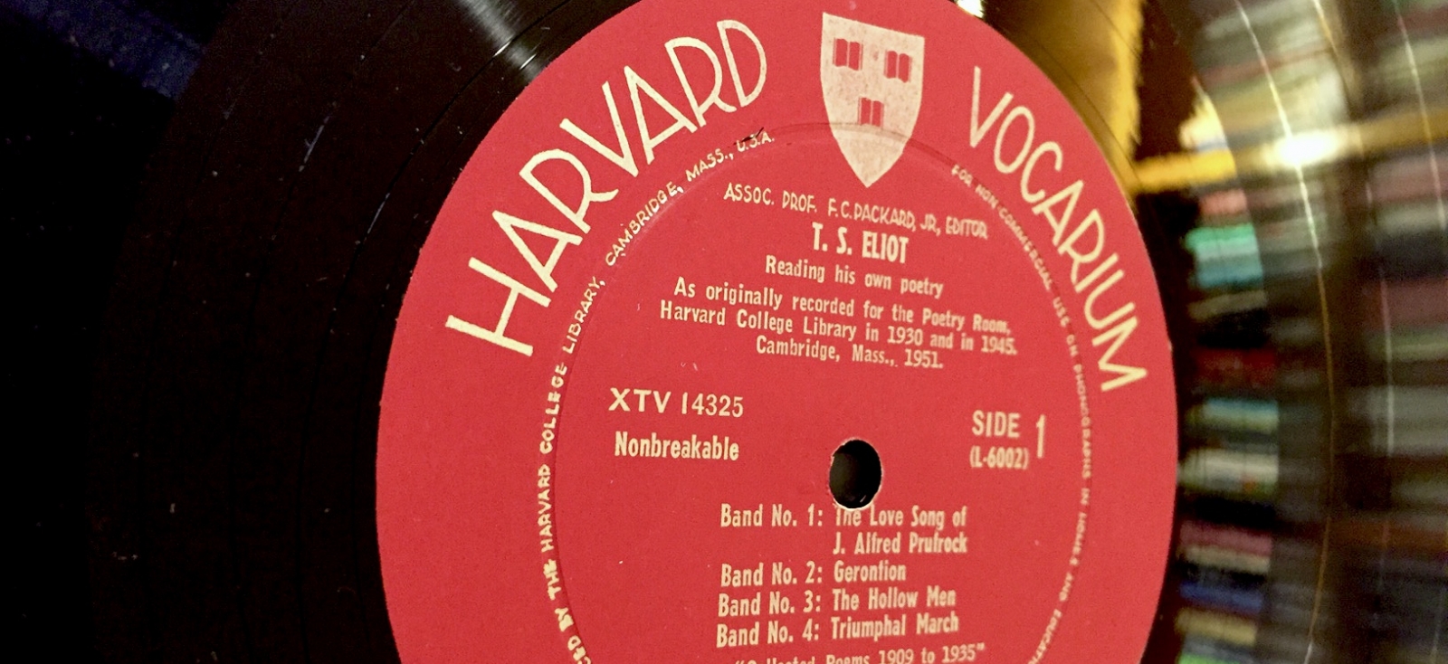 harvard business library A record with a label explaining it is a poetry recording
