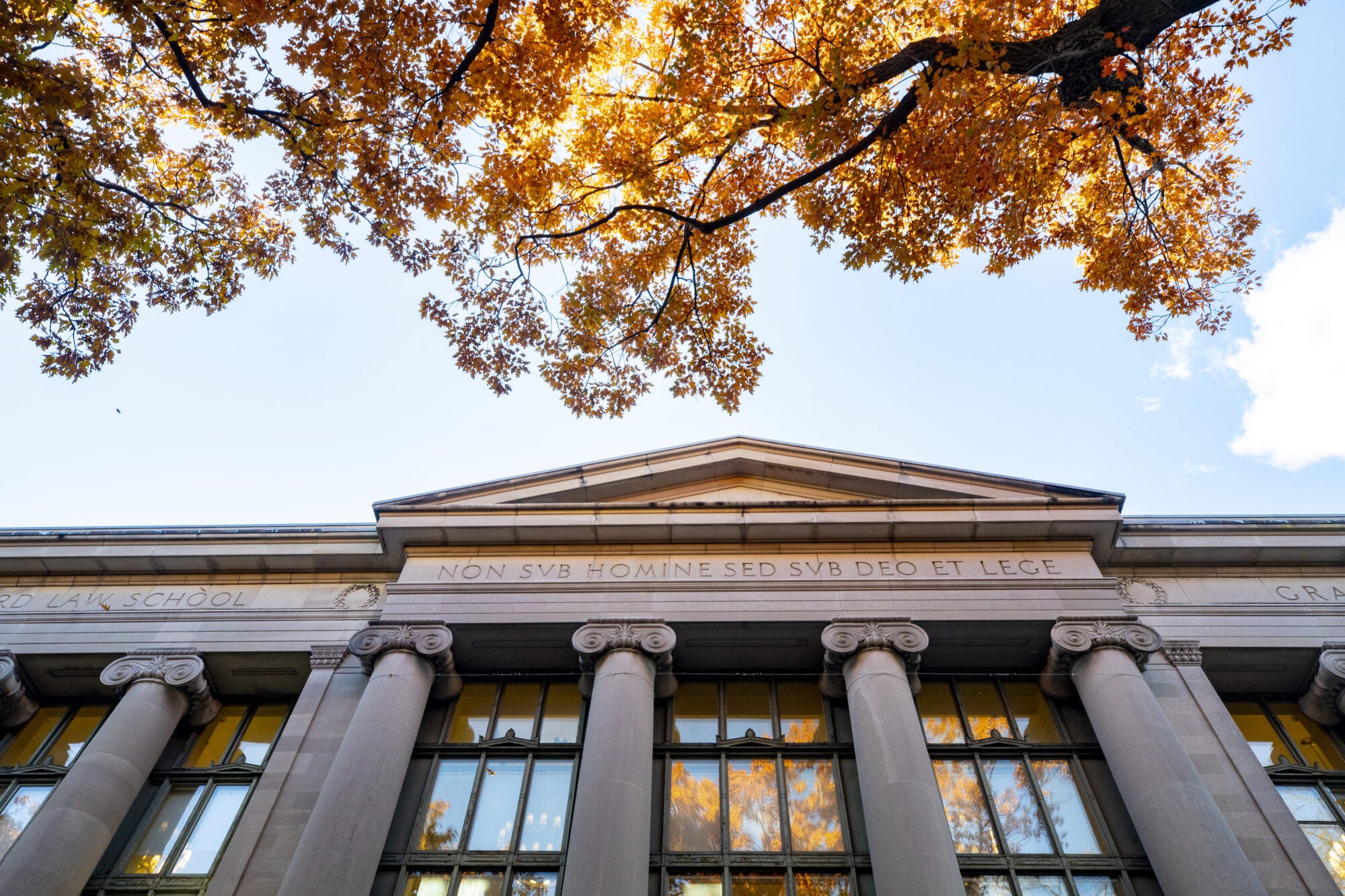 Fall colors at Langdell Hall at Harvard Law School