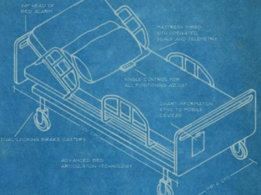 A blueprint of a hospital bed