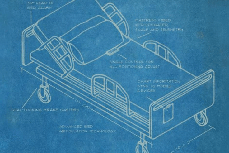 A blueprint of a hospital bed