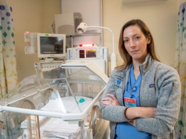 Kristyn Beam in scrubs at a hospital
