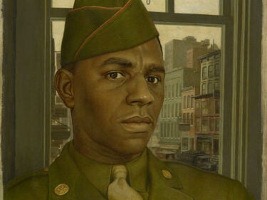 A painting of an African American soldier