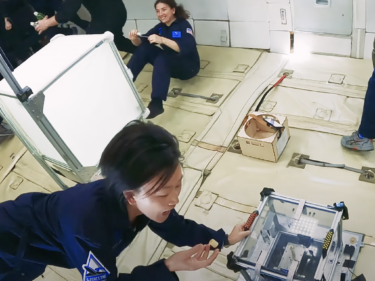 Larissa Zhou floating in a space simulator