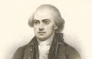 A black and white portrait of William Ellery