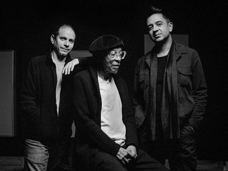 Henry Threadgill, Vijay Iyer and Dafnis Prieto posing for a photo